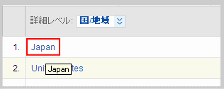 国/地域から Japan をクリック
