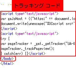 新しいトラッキングコードを、全てのページへ貼り付ける