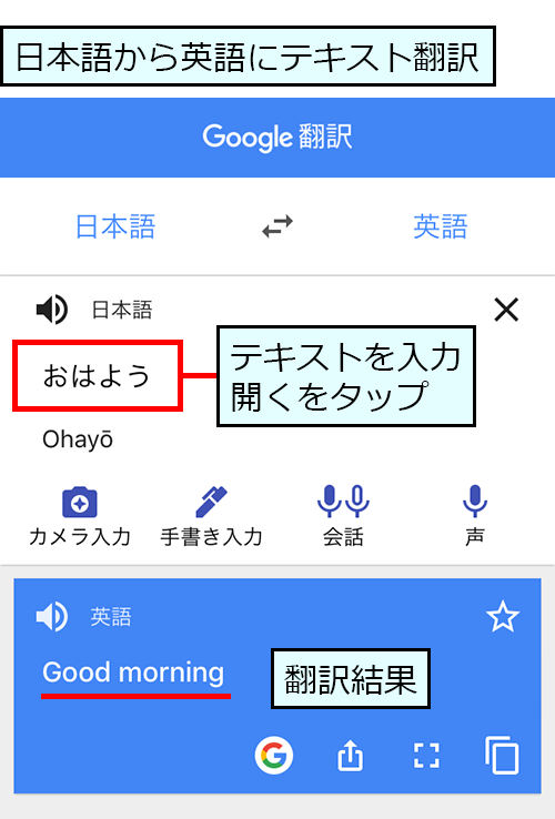 日本語から英語にテキスト翻訳