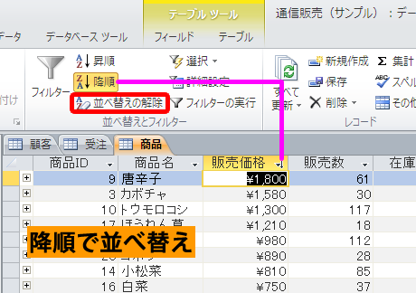 降順で並べ替え