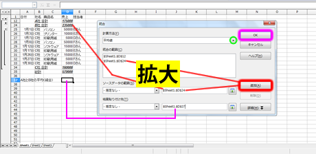 統合ダイアログボックス