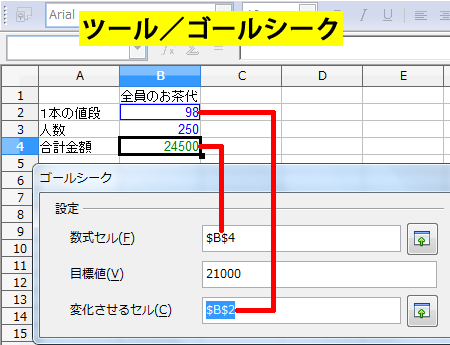 ゴールシークダイアログボックス