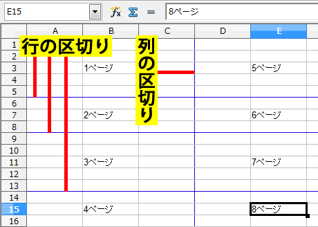 行の区切りと列の区切り