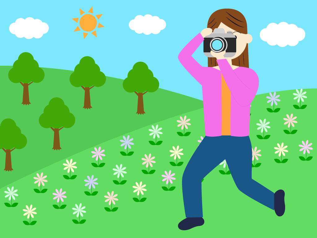 カメラが趣味の男性と女性のフリー素材2