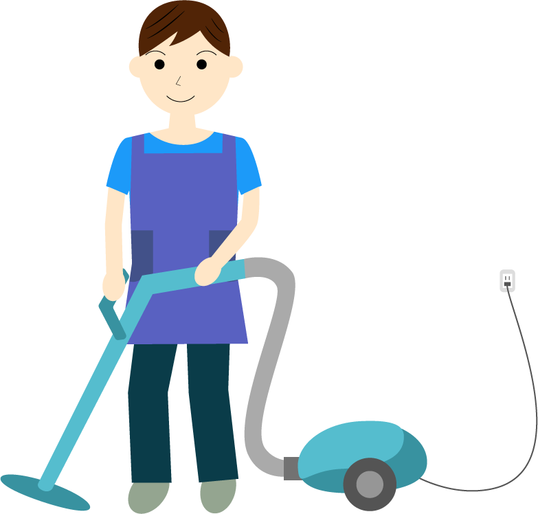 掃除をする男性(人物のみ)のフリー素材3