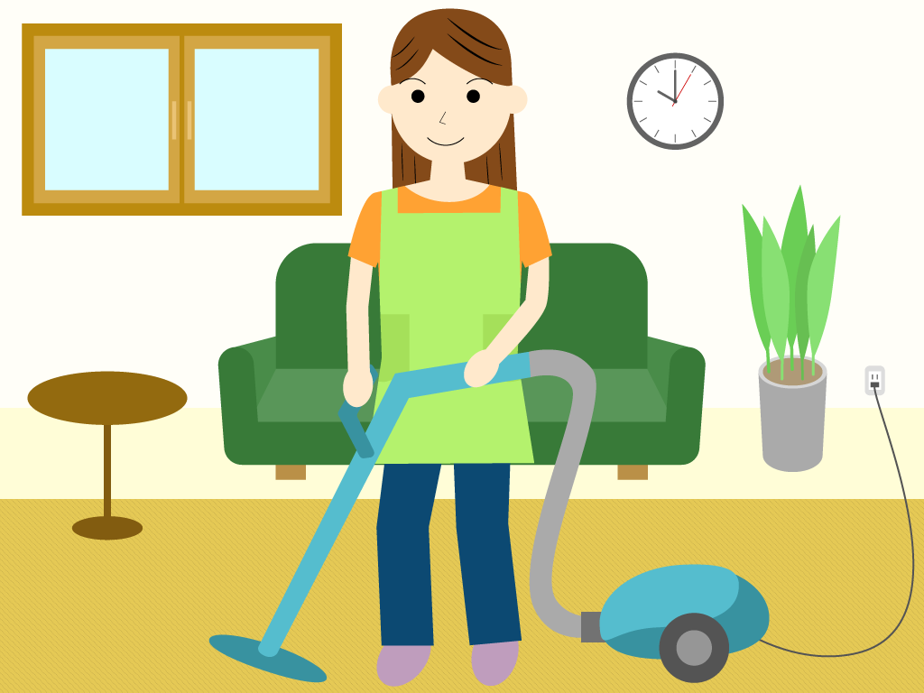 掃除をする女性のフリー素材1