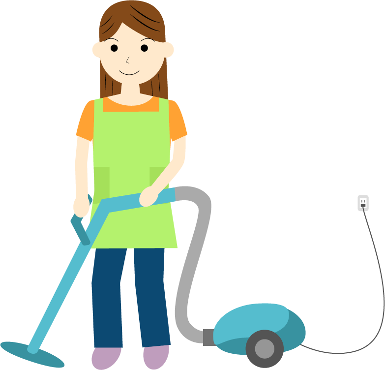 掃除をする女性（人物のみ）のフリー素材3