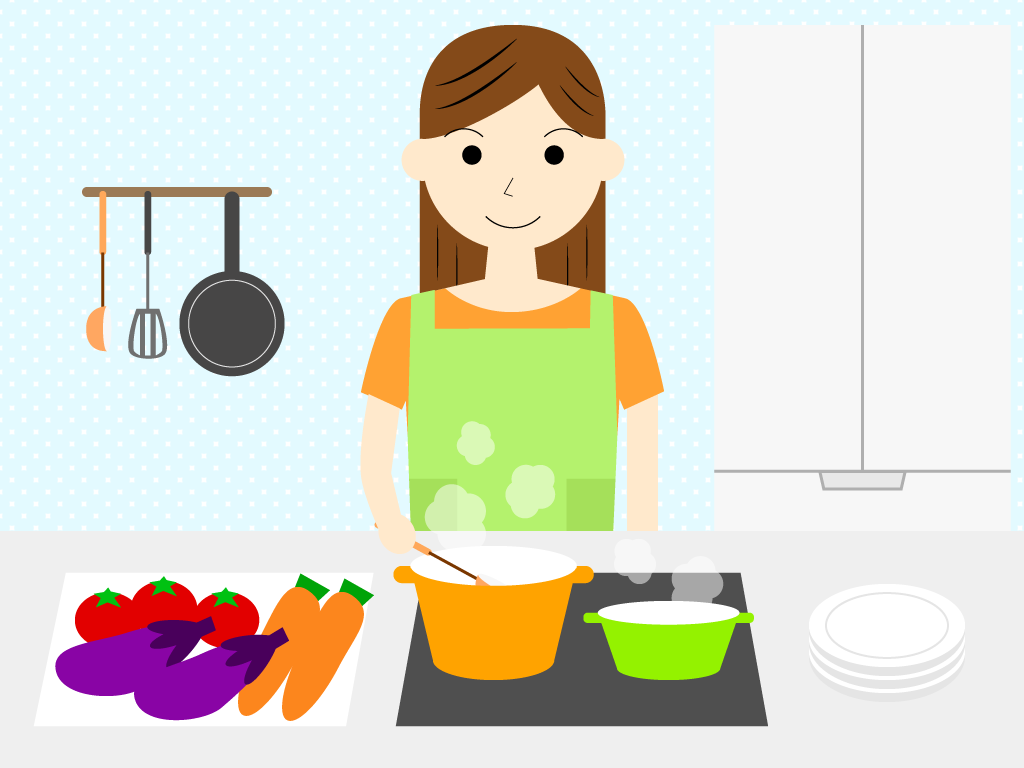 料理をする女性のフリー素材1