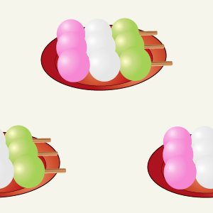 三色団子（皿付き）の無料背景画像