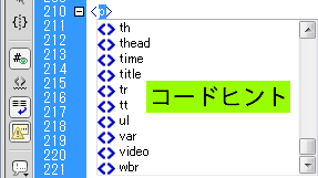 表示したコードヒント