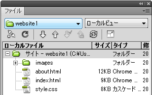 Dreamweaver CS5 のファイルパネル