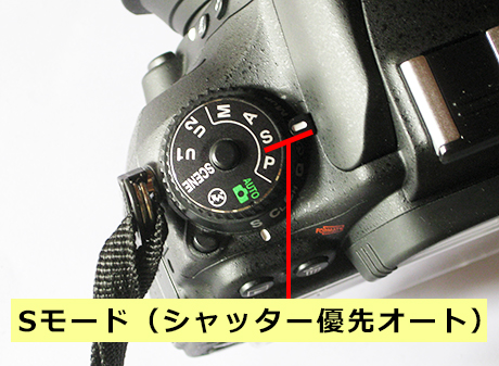 Sモード（シャッター優先オート）に設定