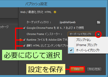 Web のオプション