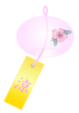 風鈴（桃色）のイラスト（透過処理済み）