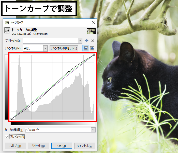 トーンカーブで調整