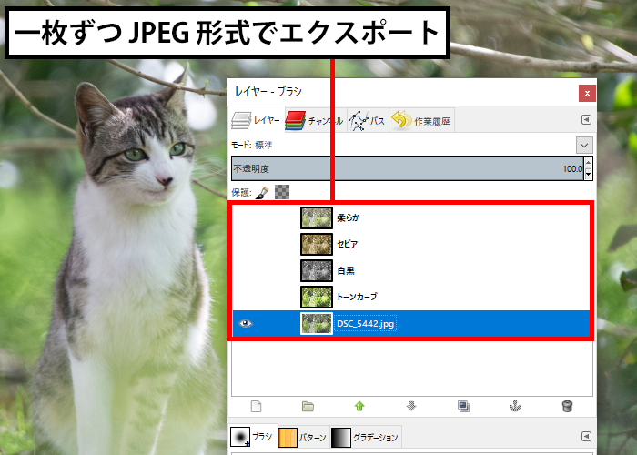 エクスポートするレイヤー