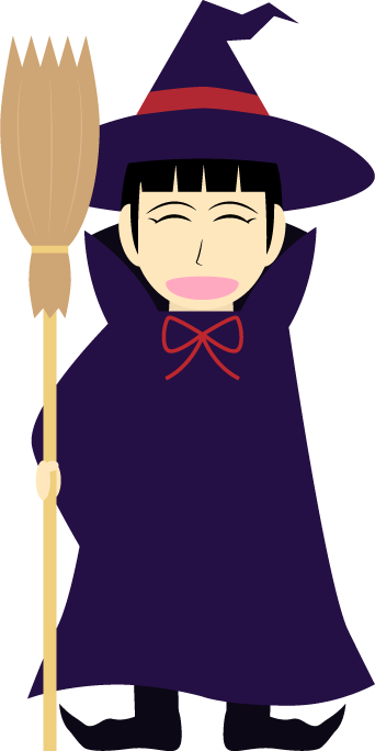 魔女の仮装をした子供の無料イラスト