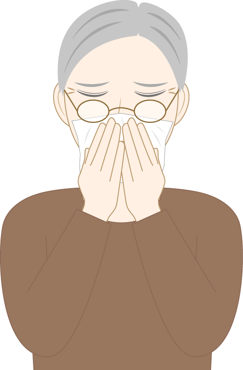 鼻づまりの高齢男性のフリー素材2