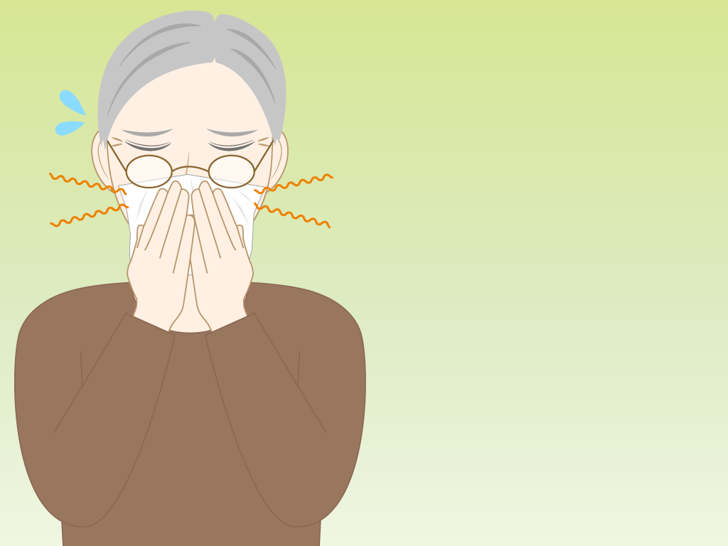 鼻づまりの高齢男性のフリー素材4