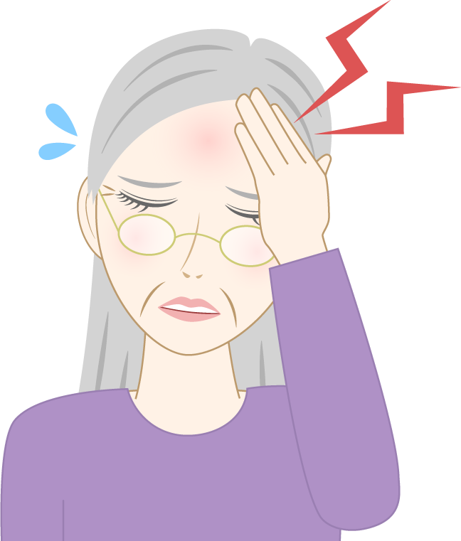 頭が痛い高齢女性のフリー素材1