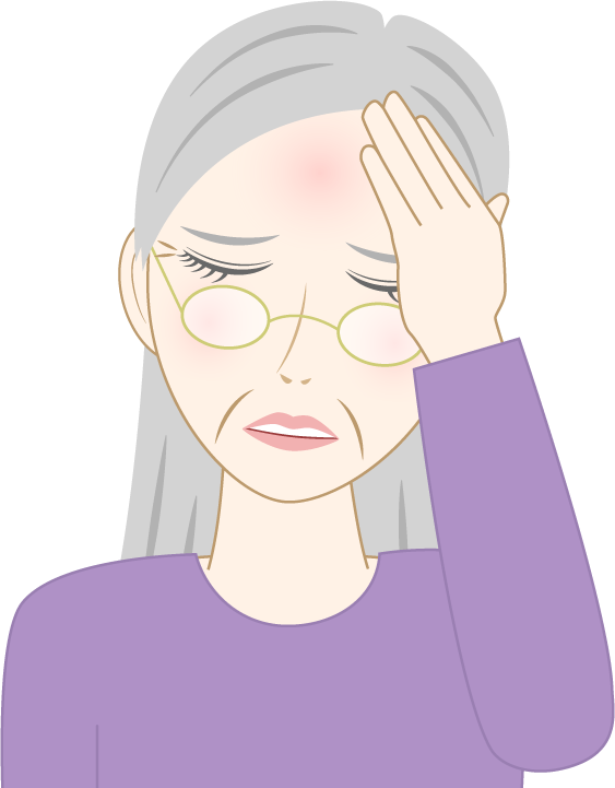 頭が痛い高齢女性のフリー素材2