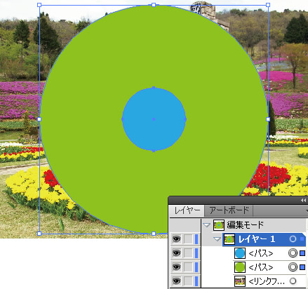 楕円形ツールで描いた２つの真円