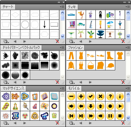 シンボルライブラリのチャートやモバイルなど