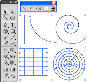 直線ツールや円弧ツールの使用例