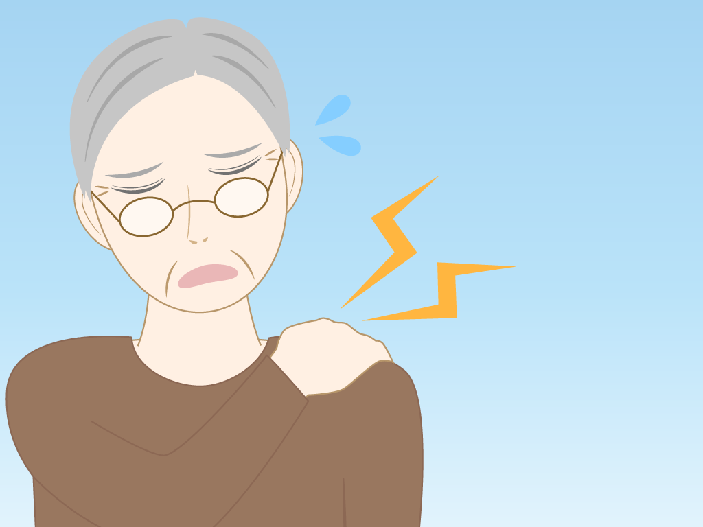 肩こりの高齢男性のフリー素材5