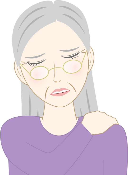 肩こりの高齢女性のフリー素材2