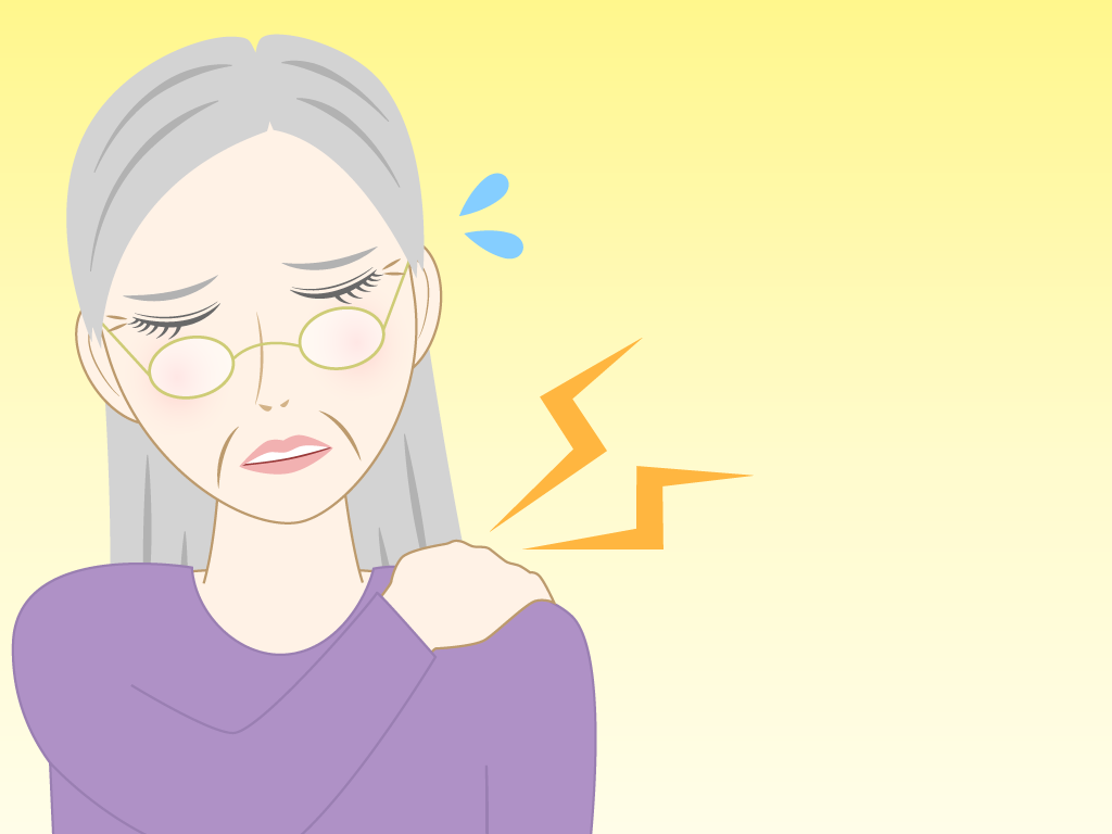 肩こりの高齢女性のフリー素材3