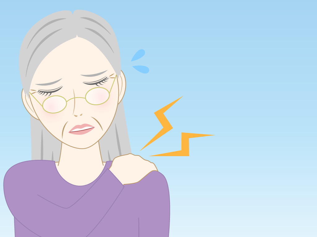 肩こりの高齢女性のフリー素材4