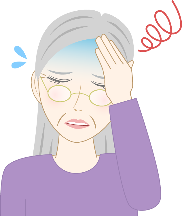 目眩がする高齢女性のフリー素材1