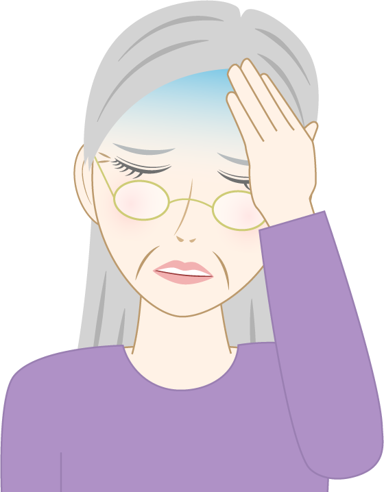 目眩がする高齢女性のフリー素材2