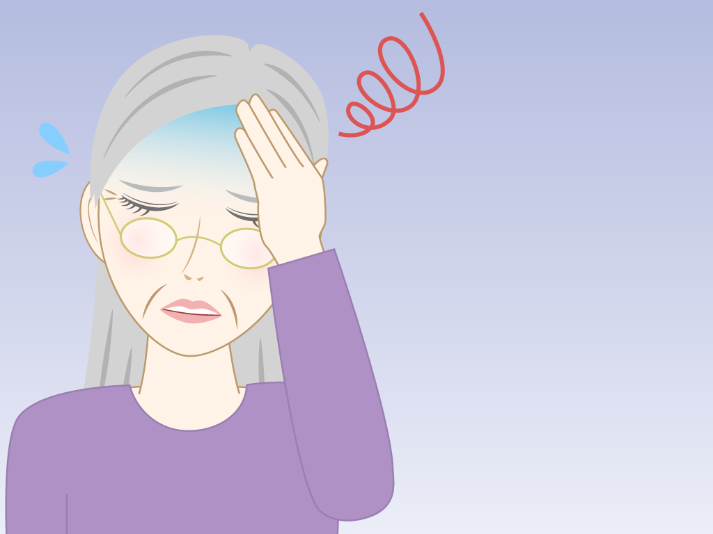 目眩がする高齢女性のフリー素材6