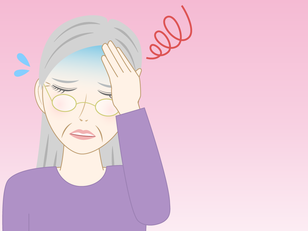 目眩がする高齢女性のフリー素材8