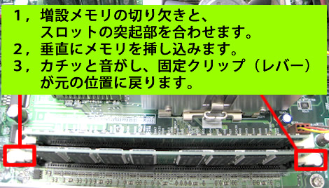 富士通（FUJITSU）FMV-DESKPOWER CE50GW の増設メモリ設置方法