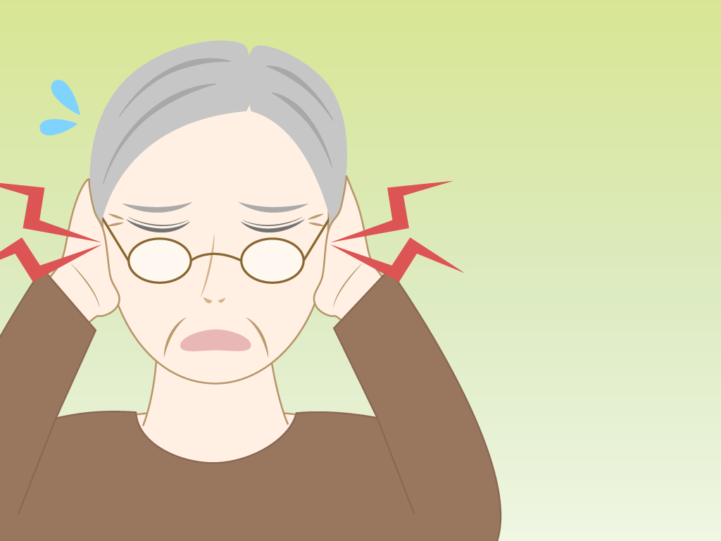 耳鳴りがする高齢男性のフリー素材4