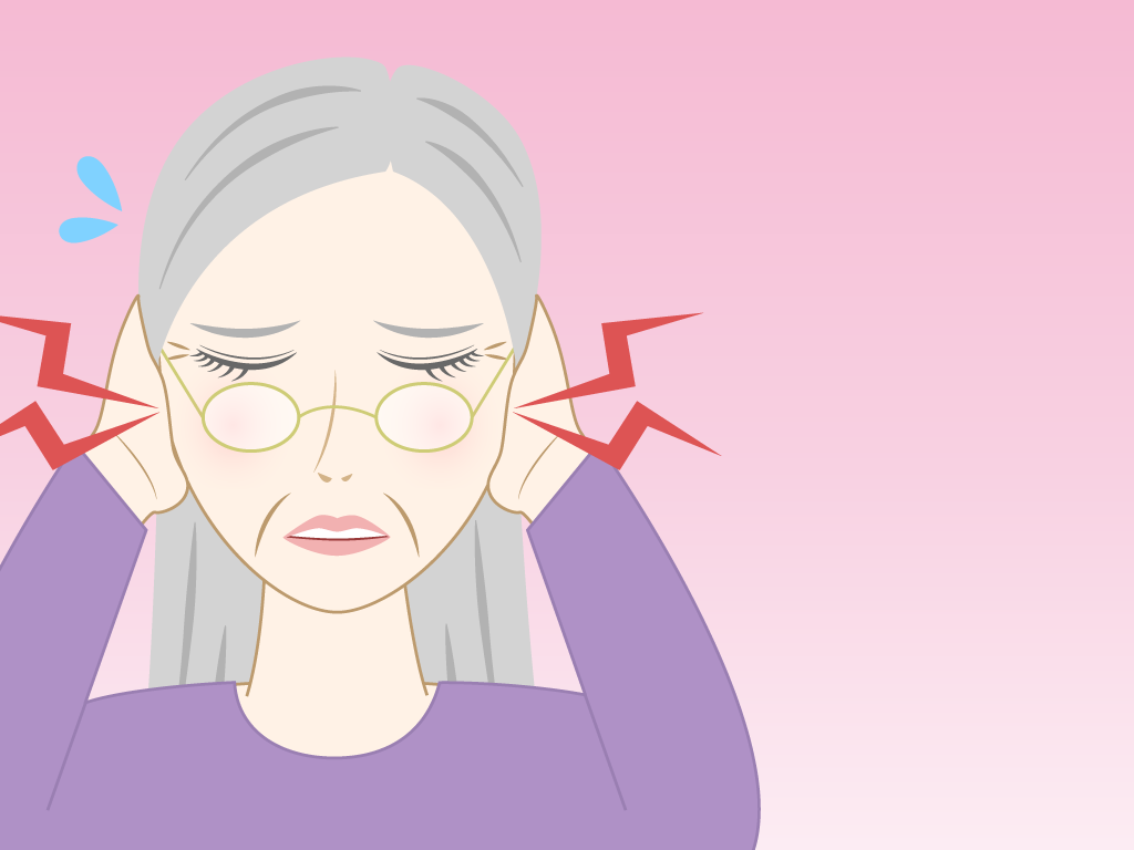 耳鳴りがする高齢女性のフリー素材8