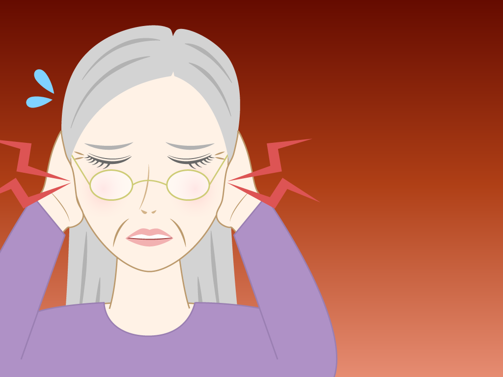 耳鳴りがする高齢女性のフリー素材9