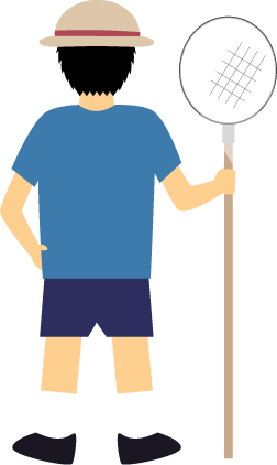 虫取り網を持った男子の無料イラスト