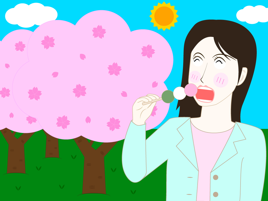 お花見の無料イラスト2