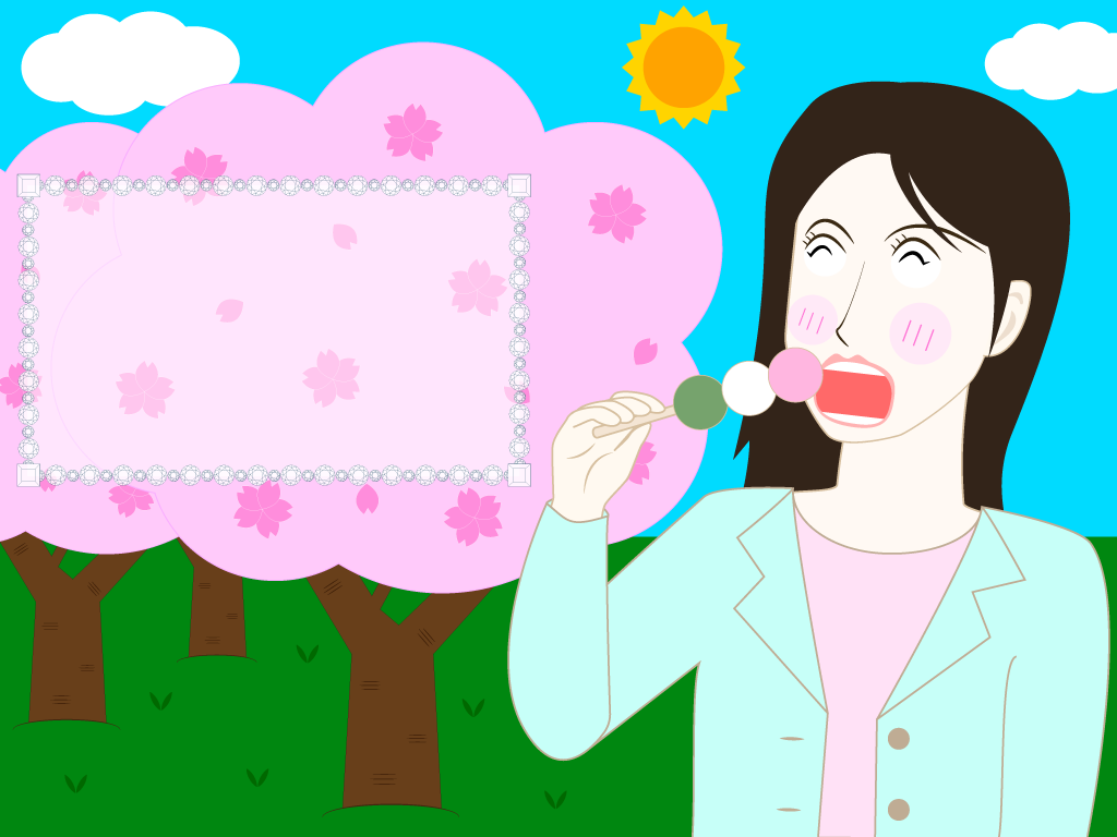 お花見の無料イラスト3