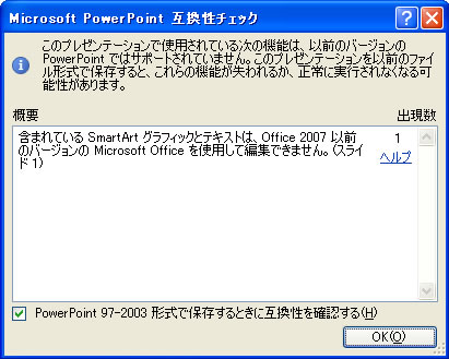 互換性チェックの結果
