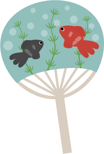 うちわ（金魚）の無料イラスト