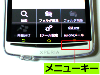 Eメールのメニュー