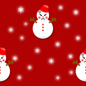 怒り顔の雪だるま（無料背景画像）