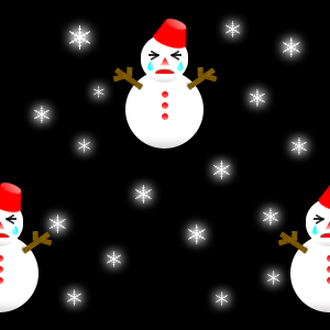 泣き顔の雪だるま（無料背景画像）