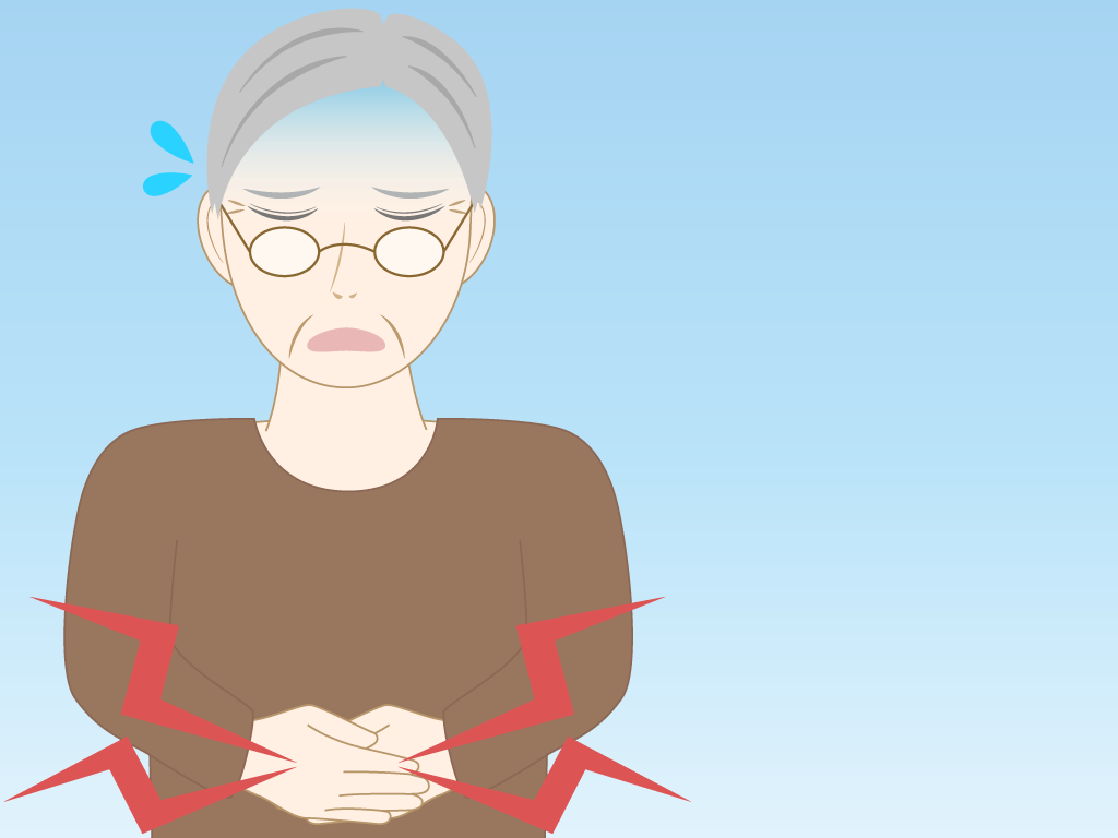 お腹が痛い高齢男性のフリー素材5