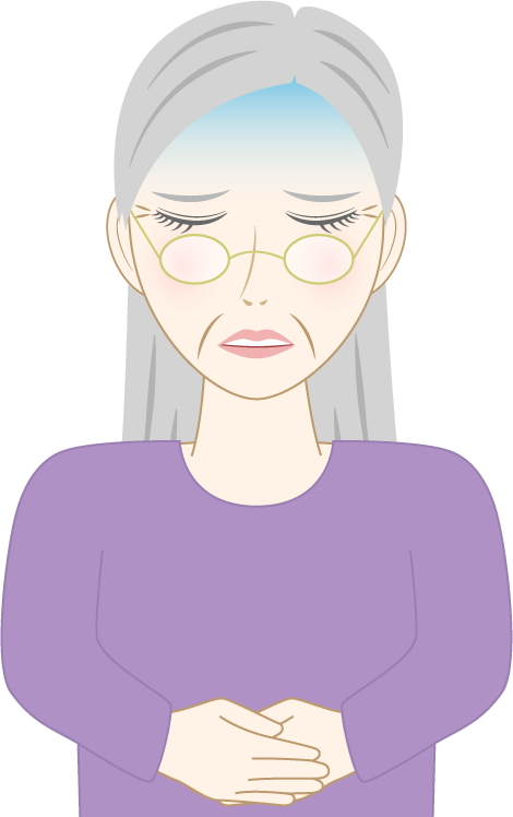 お腹が痛い高齢女性のフリー素材2